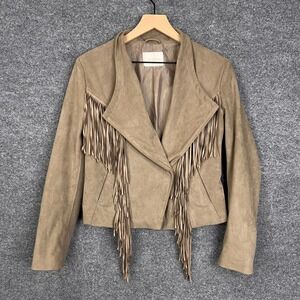 Yessica Faux Suede Fringe Jacket Women's Size 40 Western cowgirl Boho‎ Festival